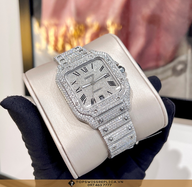 Cartier Santos, Factory Diamond Bezel, Full Set, W4SA0006 Time Element ...