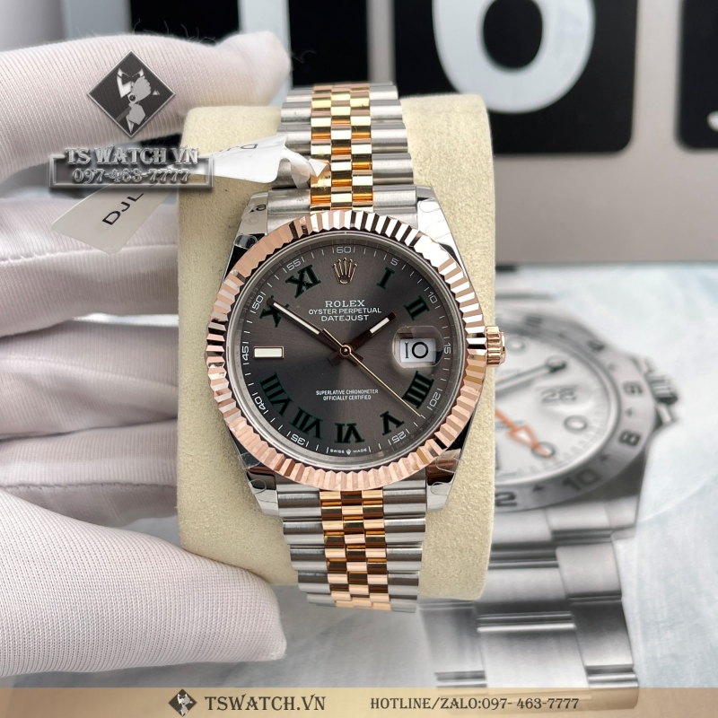 rolex datejust 41 wimbledon rose gold