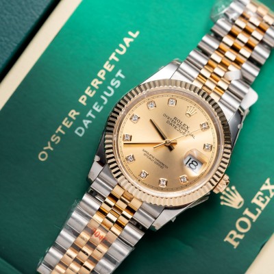  Rolex Datejust 36 126233 Gold Champagne Dial 18K Rep 1:1