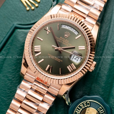  Rolex Day Date 40mm 228235 Olive Green Dial Everose Gold Rep 1:1