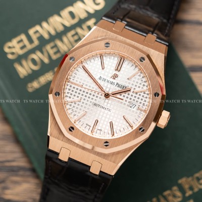 Audemars Piguet Royal Oak 41MM 15400 White Dial Crafted in Solid 18K Rose Gold Rep 1:1