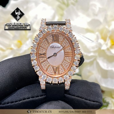 Chopard L'Heure Du Diamant Oval 139383 10K Rose Gold Diamond Rep 1:1
