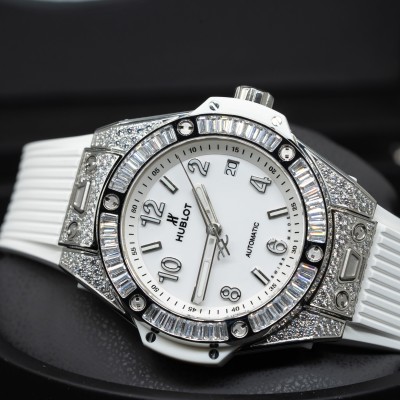 Hublot Bigbang One Click Steel White Pave 39MM White Dial Automatic HB Factory Rep 1:1