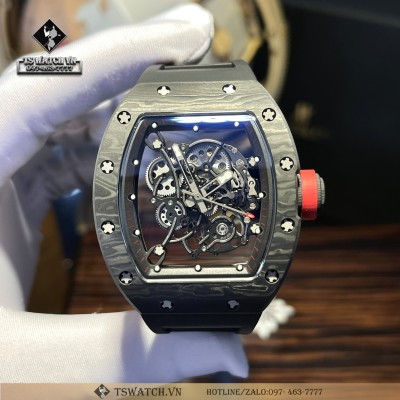 Richard Mille RM055 Skeleton Vỏ Carbon Đen Dây Cao Su BBR Factory Rep 1:1