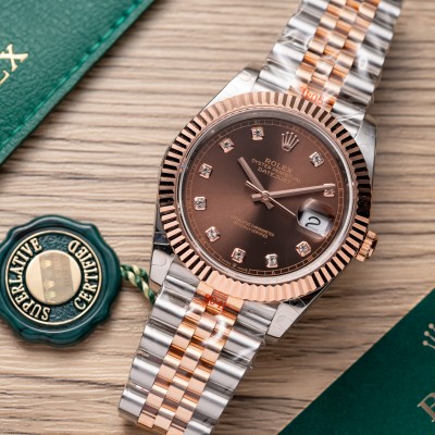 Rolex Datejust 41mm 126331 Everose Gold and Stainless Steel Jubilee Bracelet Chocolate Dial Rep 1:1