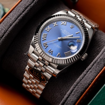 Rolex Datejust 41mm 126334 Blue Roman Jubilee Stainless Steel Clean Factory Rep 1:1