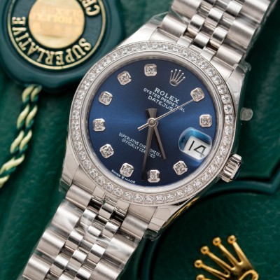 Rolex DateJust Lady 31 278240BDJ Blue Dial Benzel Swavoski Rep 1:1