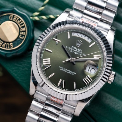 Rolex Day-Date 40 Olive Green Dial 18K White Gold President Rep 1:1