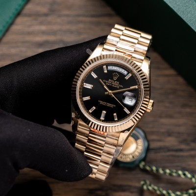 Rolex Day-Date 40mm Yellow Gold 228238 Black Baguette Rep 1:1
