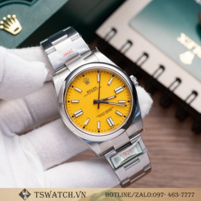 Rolex Oyster Perpetual 41MM 126300 Stainless Steel Yellow Index Dial King Factory Rep 1:1