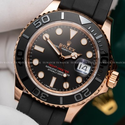 Rolex Yacht-Master 40 126655 Gold Rose Black Dial Clean Factory Rep 1:1