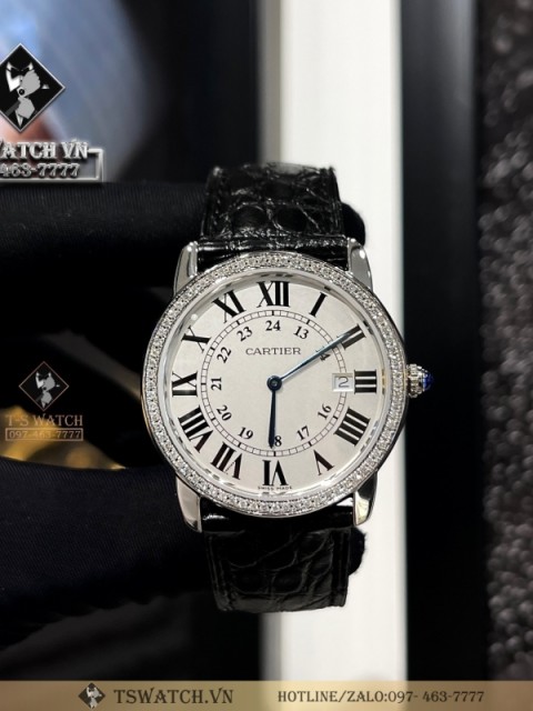 Cartier Ronde Louis Replica WR000551 Chế tác kim cương tự nhiên Cót tay