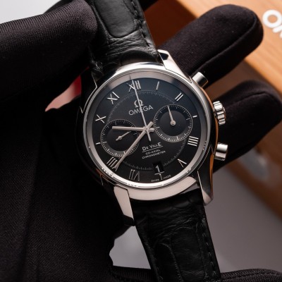 Omega De Ville Hour Vision Co-Axial Chronometer Chronograph 42 mm Vỏ Trắng Mặt Đen Chính Hãng