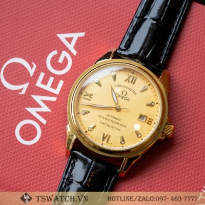 Omega Deville Coaxial Chronometer Limited Mặt Vàng Vỏ Mạ Vàng Rep 1:1