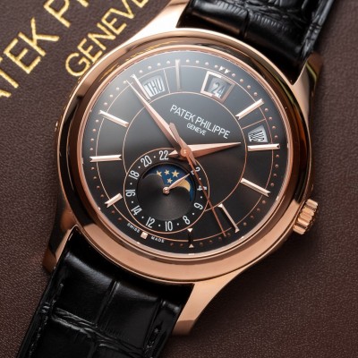 Patek Philippe Complications Annual Calendar Moon Phase Rose Gold 40mm Black Dial 5205R-010 Rep 1:1