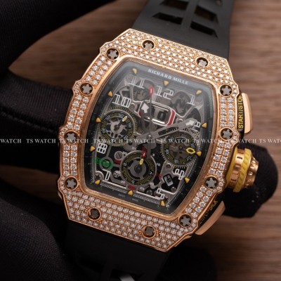 Richard Mille RM 11-03 Rose Gold Full Set Diamonds Flyback Chronograph Automatic Rep 1:1