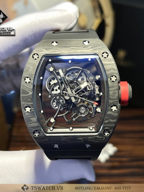 Richard Mille RM055 Skeleton Vỏ Carbon Đen Dây Cao Su BBR Factory Rep 1:1