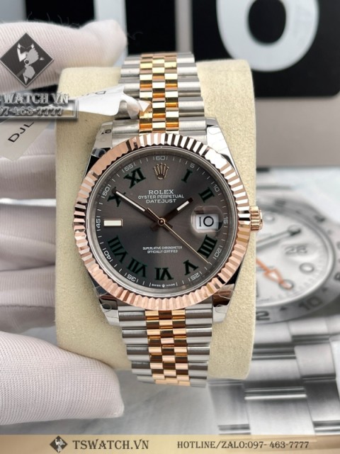 Rolex Datejust 126331 GRJ Wimbledon 41mm Everose Gold and Stainless Steel Jubilee Bracelet Rep 1:1