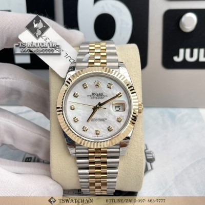 Rolex DateJust 41MM 126333 Mother Of Pearl Diamond Dial Steel And Yellow Rep 1:1