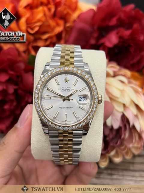 Rolex DateJust 41MM 126333 White Dial Steel and Yellow Gold Benzel Diamond GM Factory Rep 1:1
