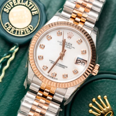 Rolex Datejust Ladies 31 278271 Mother of Pearl Diamond Dial Steel and 18kt Everose Gold Rep 1:1