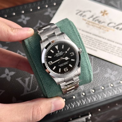 Rolex Stainless Steel Oyster Perpetual Explorer 124270 Black Dial Rep 1:1